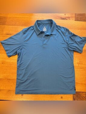 Gerry Men’s Performance Polo Shirt Blue Brushed Knit Stretch UPF 40 3-Button L